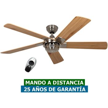 Ventilador De Techo Sin Luz Casafan 9513267 Rotary 132 Bn-kf Pino/ Cromo Satinado