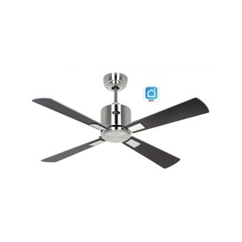 Ventilador De Techo Con Wifi Casafan 942141w Eco Neo Iii 103cm Cromo Cepillado/plata Y Wengué