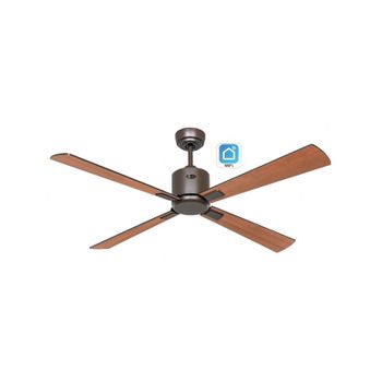 Ventilador De Techo Casafan Eco Neo Iii 132cm Con Wifi 949202w Motor Bronce/ Negro Y Teca