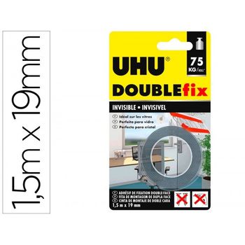 Cinta Adhesiva Uhu Doublefix Invisible Doble Cara Extra Fuerte 1,5 M X 19 Mm