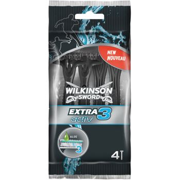 Wilkinson Extra 3 Activ Black Máquinas De Afeitar Bolsa 4 Uds