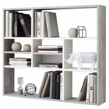 Mueble estantería NOAH. Librería abierta 175 de altura x 129 cm de anchoen  roble y gris antracita