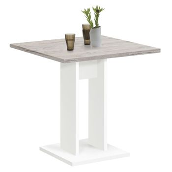 Mesa De Comedor Color Roble Arena Y Blanco 70 Cm Fmd