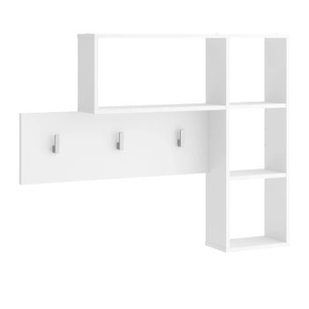 Perchero De Pared Con 4 Compartimentos Abiertos Blanco Fmd