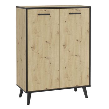 Mueble Zapatero 5 Compartimentos Roble Artesanal 68,5x33x93,5 Cm Fmd