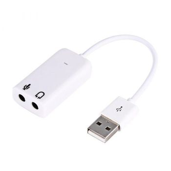 Actecom Adaptador Tarjeta De Sonido Usb 2.0 Audio Sound 7.1 Mini Jack Blanca