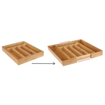 Bakaji - Bandeja Extensible para Cubiertos de Madera de bambú para Cocina  con 5 Compartimentos para Cubiertos