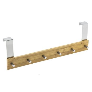 Perchero de pared de madera natural multicolor con 6 ganchos