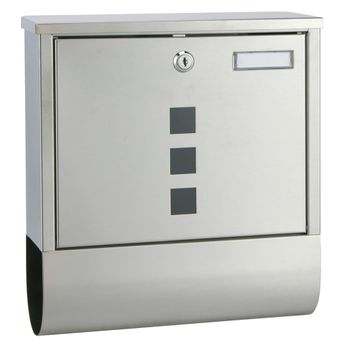 Buzón Con Compartimento De Periódicos Acero Inox 30,5x9,6x33,5 Cm Hi