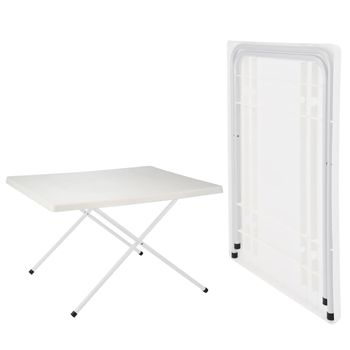 Mesa De Camping Plegable Y Ajustable Blanca 80x60x51/61 Cm Hi