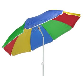 Sombrilla playa antiviento Ø195 cm multicolor c/mástil inclinable y  protección UV50 Aktive