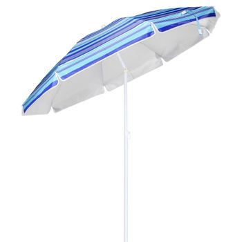 Pack De Sombrilla De Playa Azul 16 Varillas De Fibra Vidrio Antiviento Con  Protecciã³n Solar Upf+50 De Aluminio Y Soporte De Arena, De Ã˜ 240 Cm con  Ofertas en Carrefour