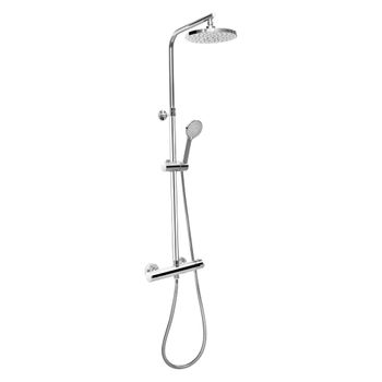 Kibath Columna de ducha monomando VER con tubo redondo extensible regulable  en altura de 80 a 120 cm. Ducha de mano para hidromasaje y rociador  redondos. Recambios garantizados – En Tu Casa Me Cole