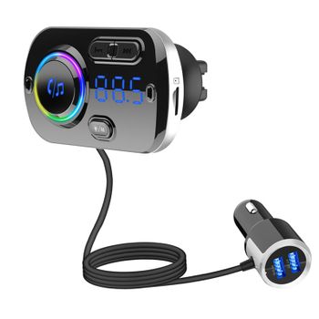 Bluetooth 5.0 Carkit Manos Libres Transmisor Fm Aux Audio Car Player A2dp Wireless Car Mp3 Player Compatible Con Reproducción De Tarjeta Tf (negro)