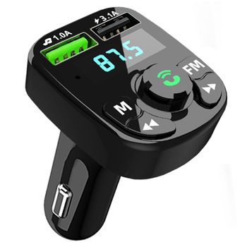 Transmisor Fm Reproductor De Mp3 Para Automóvil Tarjeta Tf Reproducción De Disco En U 3.1a Cargador De Automóvil Usb Manos Libres Bluetooth 5.0 Kit De Automóvil Modulador Fm (negro)