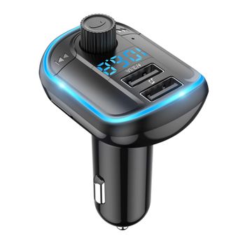 Bluetooth Car Kit Llamadas Manos Libres Transmisor Fm Bluetoooth 5.0 Car Mp3 Player 3.1a Dual Usb Car Phone Charger (negro)