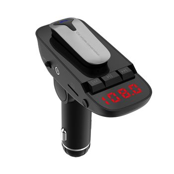 Kit De Coche Auricular Transmisor Fm Bluetooth Manos Libres Aux Audio Música Reproductor De Mp3 Soporte Usb Tarjeta Tf / U Disk Play (negro)