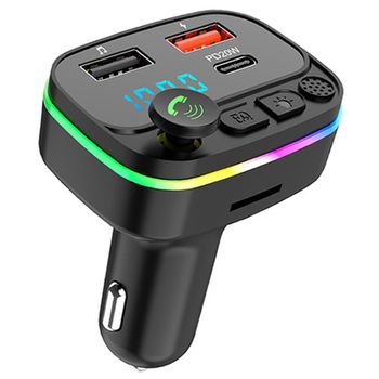 Transmisor Fm Coche Bluetooth 5.0 Manos Libres Kit De Coche Dual Usb Tipo C Pd 20w Carga Rápida Música Estéreo Bass Mp3 Player (negro)