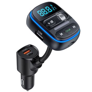 Transmisor Fm Luz Colorida Qc3.0 Tipo C Pd 30w Carga Rápida Reproductor De Mp3 Para Automóvil Bluetooth Kit De Manos Libres Para Automóvil Modulador Fm (negro)