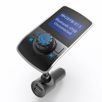 Kit De Coche Bluetooth Manos Libres Transmisor Fm Reproductor De Música Mp3 Pantalla Más Grande De 1,44 Pulgadas 5v 3.1a Cargador De Coche Usb Dual (negro)