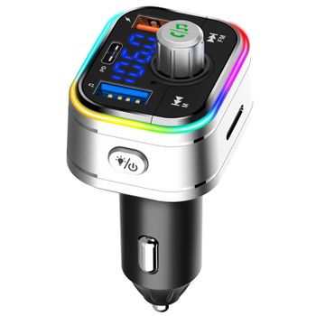 Transmisor Fm Inalámbrico Reproductor De Mp3 Para Automóvil Usb Tipo C Pd Cargador De Automóvil De Carga Rápida Manos Libres Compatible Con Bluetooth 5.0 Car Kit (negro)