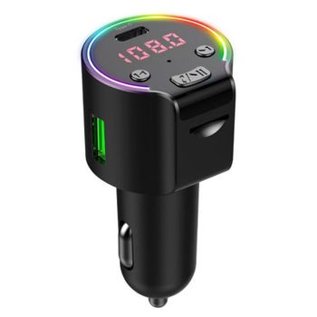 Transmisor Fm Reproductor De Música Mp3 Tipo C Qc3.0 Cargador De Coche Usb De Carga Rápida Kit De Manos Libres Para Coche 5.0 Compatible Con Bluetooth (negro)