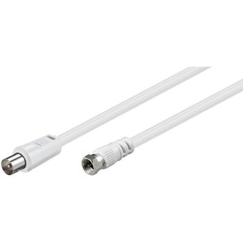 Cable De Antena Tv Coaxial Macho A Conector F Macho 1,5m Blanco Goobay