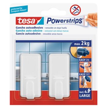 Colgador Powerstrips Rectangular De Tesa