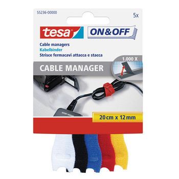 Organizador Cable Manager Velcro 20cmx12mm 5 Unid