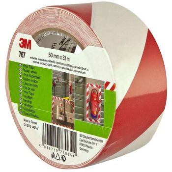 Cinta Adhesiva Señalizacion 50mmx 33mt Vinilo Rojo/blanco 764 3m