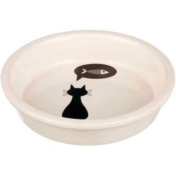 Trixie Comedero Cerámico Gatos, 0.25 L, Ø13 Cm, Blanco