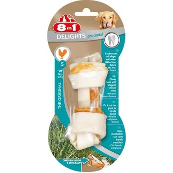 8in1 Dental Delights Hueso Para Masticar Pollo - Talla S - Para Perros - Caja De 6 Bolsita