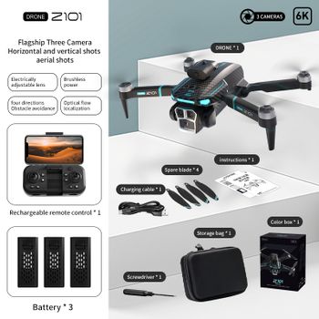 Veanxin Z101 2.4g Wifi Fpv Drone Rc Cuadricóptero Plegable (6k 3 Baterías)