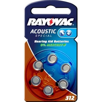 Rayovac Extra Advanced Pila De Audífono Modelo 312  6er Blister, 1,4v, Zink-luft