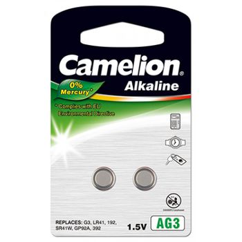 Camelion Pila De Botón Ag3 Blister 2uds., 1,5v, Alkaline