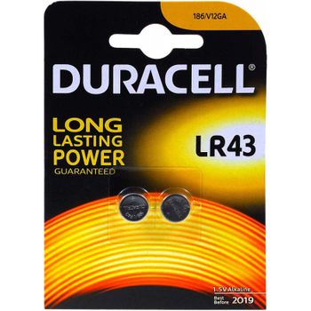 Duracell Pila De Botón Modelo Lr43 Blister 2uds., 1,5v, Alkaline