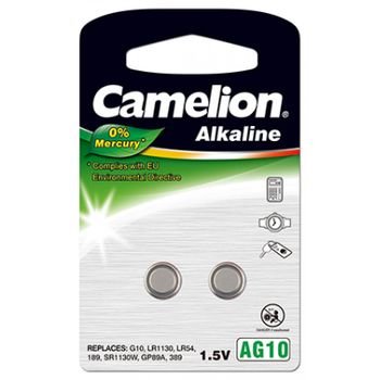 Camelion Pila De Botón Ag10 Blister 2uds., 1,5v, Alkaline