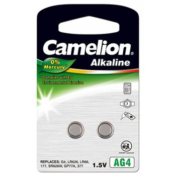 Camelion Pila De Botón Ag4 Blister 2uds., 1,5v, Alkaline