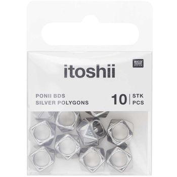 Itoshii Pack 10 Cuentas Ponii Poligono Color Plata