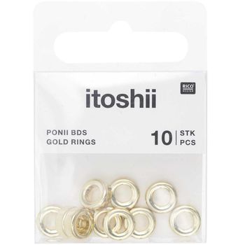 Itoshii Pack De 10 Cuentas Ponii Anillo Dorado