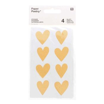 4 Hojas De Pegatinas De Corazones De Papel Kraft