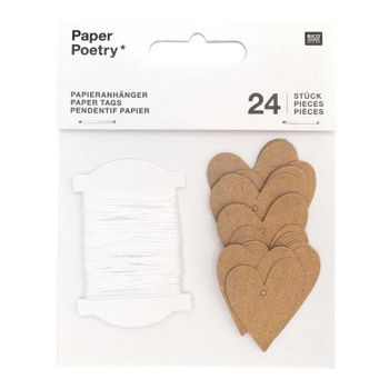 24 Colgantes De Corazón De Papel Kraft S