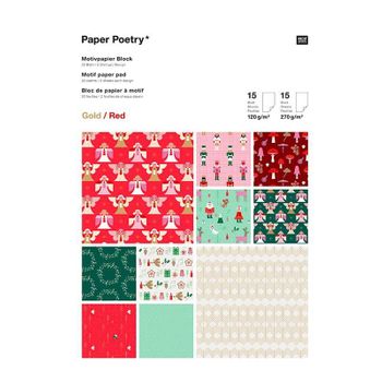 Bloque De Papel Estampado - 30 Hojas Navideñas