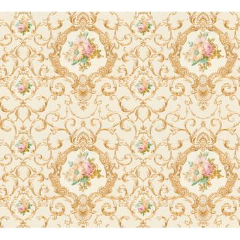 Papel Pintado A.s. Création Barroco Oro Y Amarillo - As-343916 - 53 Cm X 10,05 M