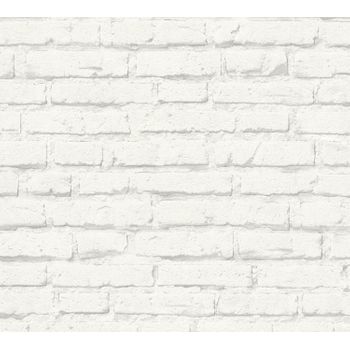 Papel Pintado A.s. Création Pared De Ladrillos Blanco Antiguo - As-353016 - 53 Cm X 1