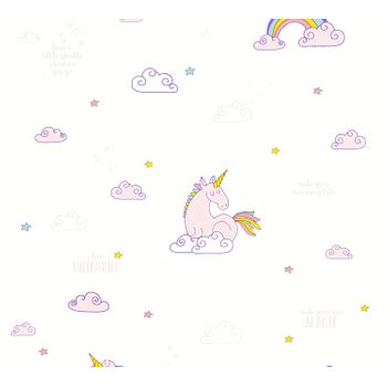 Papel Pintado A.s. Création Unicornios Blanco, Rosa Y Azul - As-361582 - 53 Cm X 10,0