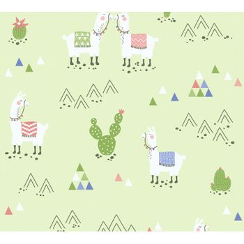Papel Pintado A.s. Création Alpacas Verde - As-369853 - 53 Cm X 10,05 M