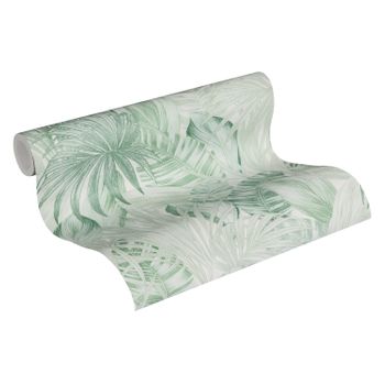 Papel Pintado A.s. Création Hojas Tropicales Verde - As-368203 - 53 Cm X 10,05 M