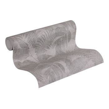 Papel Pintado Livingwalls Hojas Gris Cálido - As-373962 - 53 Cm X 10,05 M