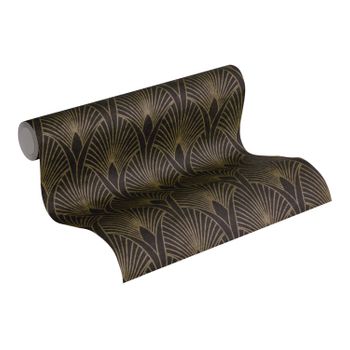 Papel Pintado Livingwalls Arte Deco Negro Y Oro - As-374274 - 53 Cm X 10,05 M